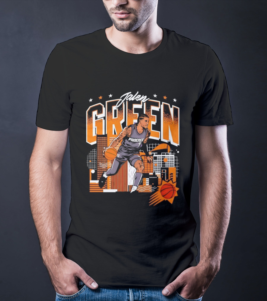 Jalen Green Phoenix Suns NBA Basketball Urban Skyline Art 4 15 NBPA T-Shirt