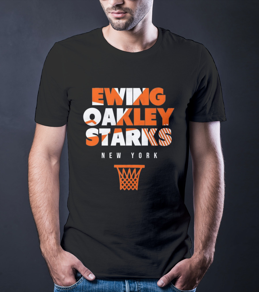 Ewing Oakley Starks New York Knicks Basketball Legends 90s Hoop T-Shirt