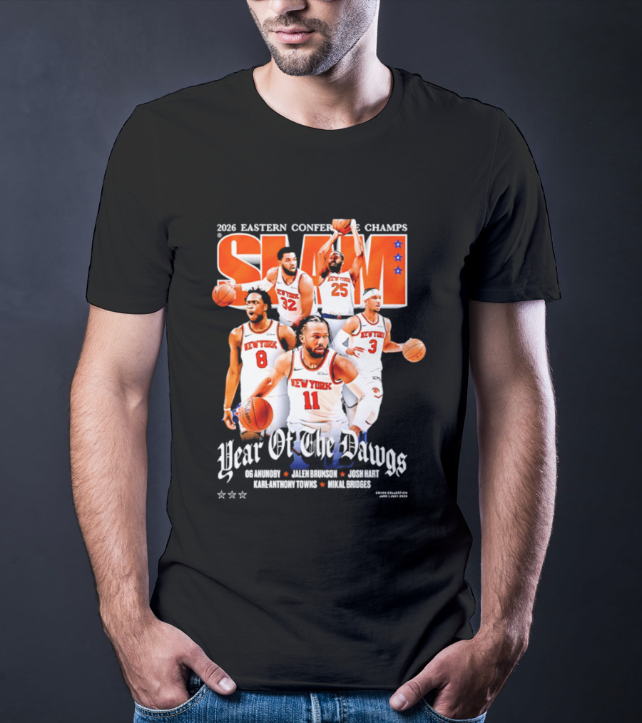 2026 Eastern Conference Champs New York Knicks Slam Year Of The Dawgs Brunson Robinson Barrett Randle Hart T-Shirt