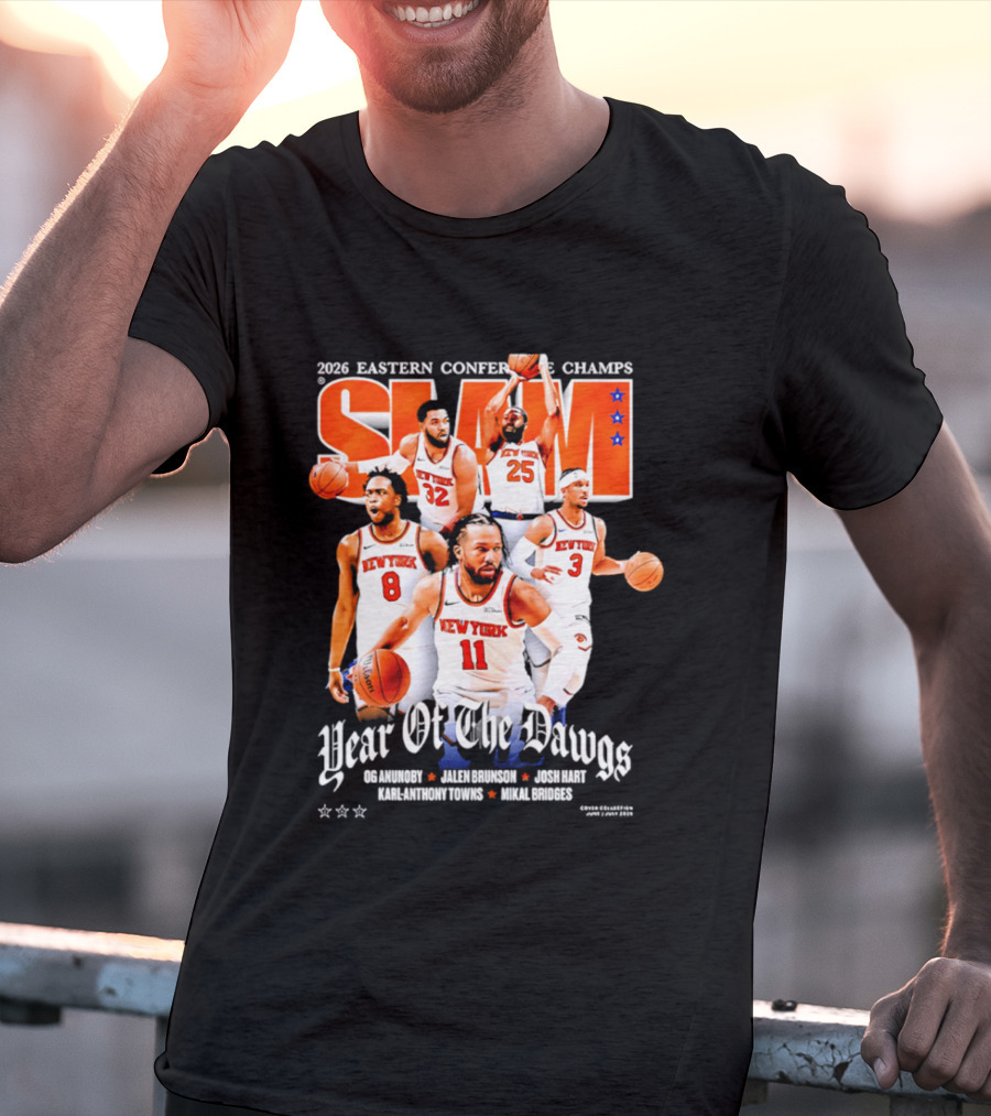 2026 Eastern Conference Champs New York Knicks Slam Year Of The Dawgs Brunson Robinson Barrett Randle Hart T-Shirt