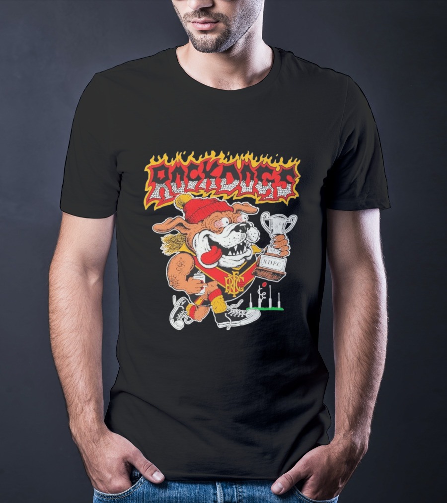 ROCKDOGS Bulldog RDFC Trophy Holder In Beanie And Sneakers T-Shirt