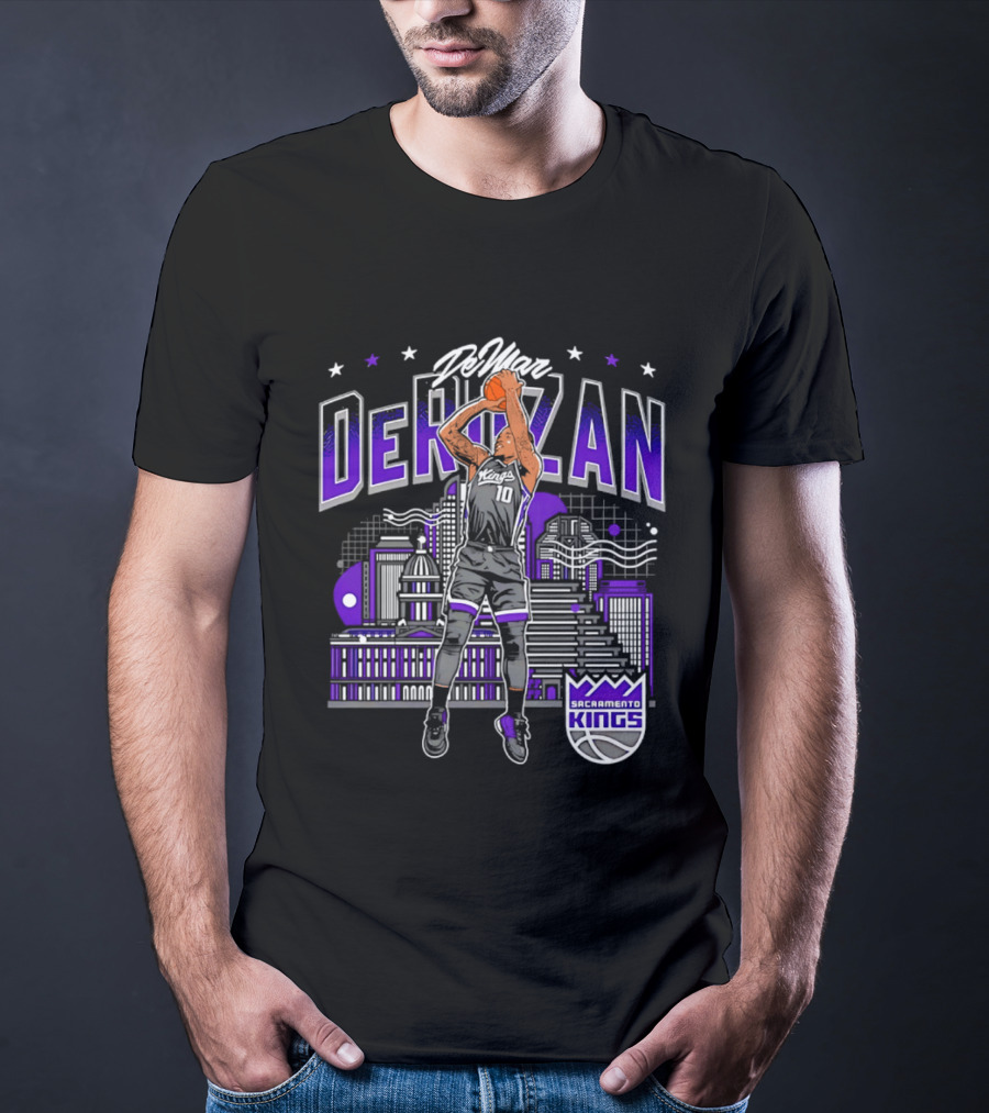 DeMar DeRozan Sacramento Kings Number 10 Skyline Basketball T-Shirt