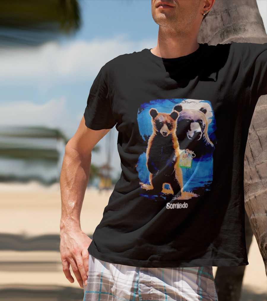 Somiedo Bears Cub Wildlife Art Blue T-Shirt