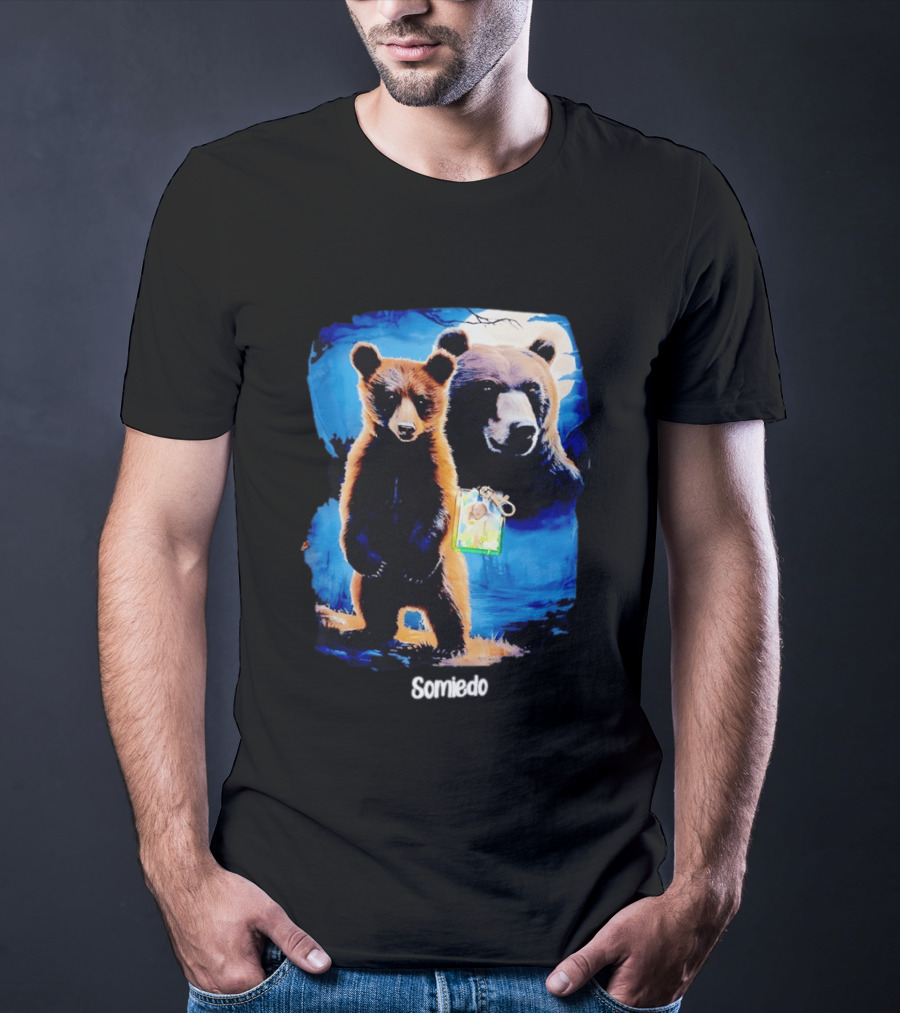 Somiedo Bears Cub Wildlife Art Blue T-Shirt