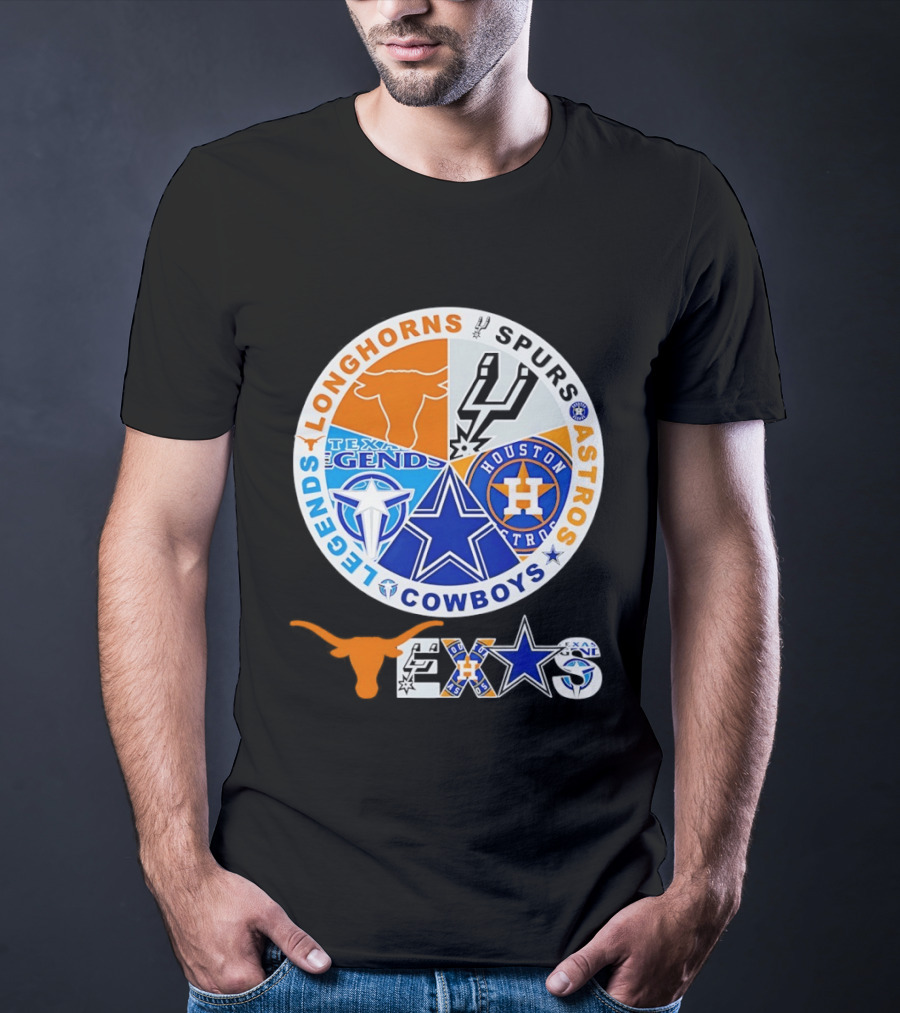 Texas Longhorns Spurs Astros Cowboys Legends Pride T-Shirt