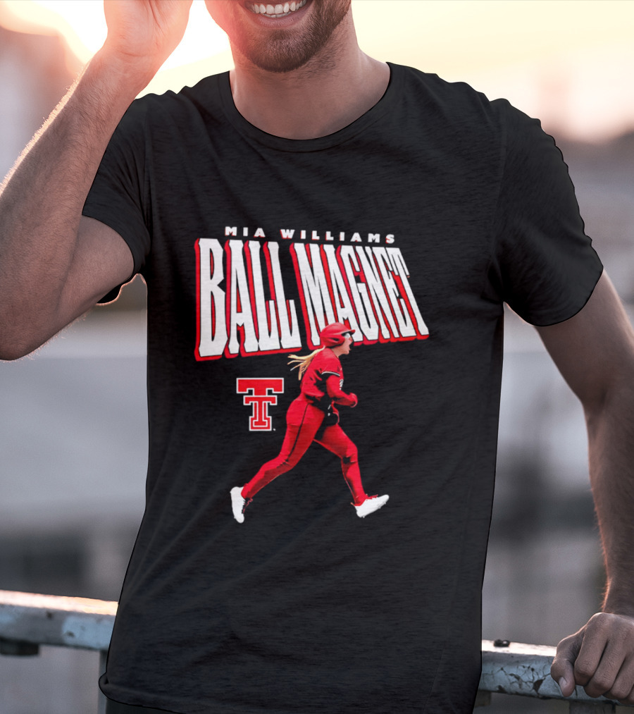 Mia Williams Ball Magnet Texas Tech Logo Running Player T-Shirt
