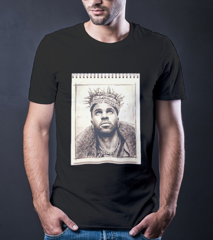 The Big Jason Derulo Sketchbook Crown Fur Chain T-Shirt