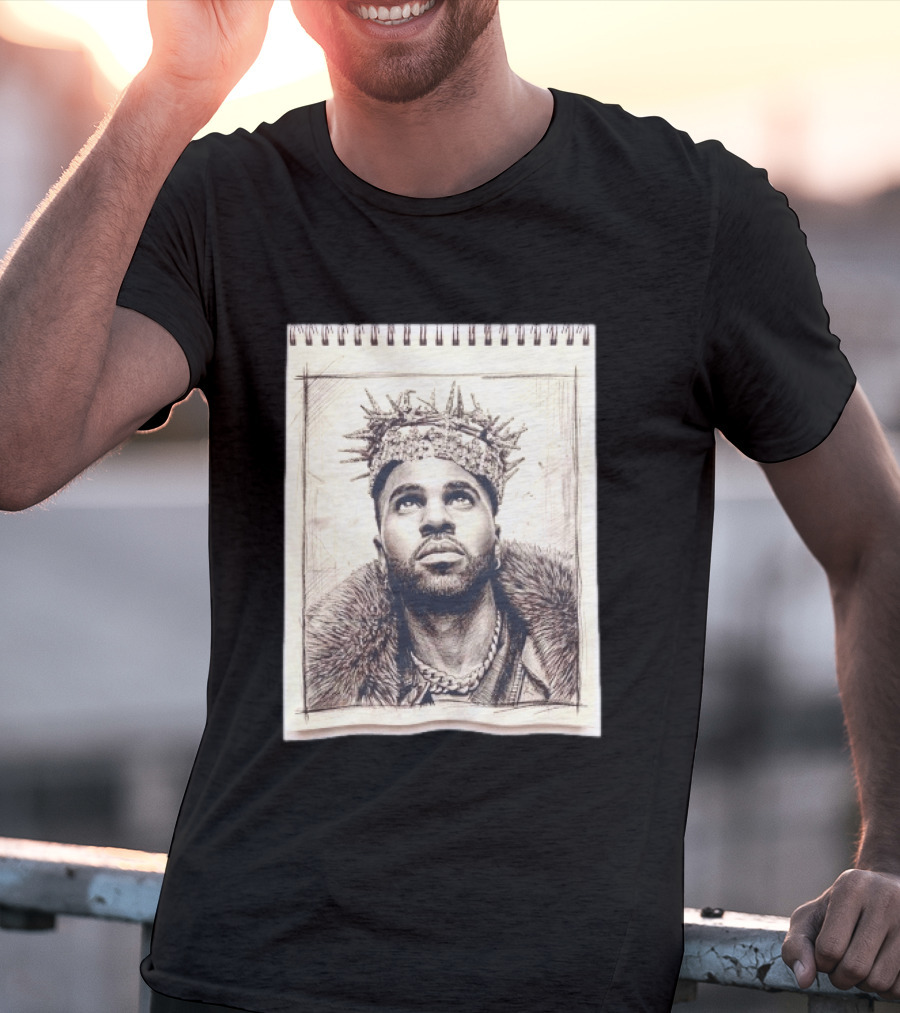 The Big Jason Derulo Sketchbook Crown Fur Chain T-Shirt