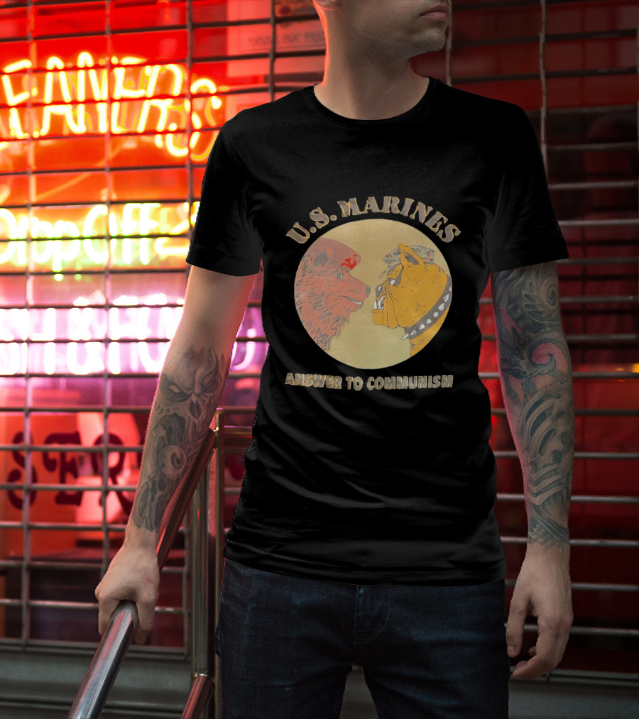 U.S. Marines Answer To Communism Soviet Bear Versus Marine Bulldog T-Shirt
