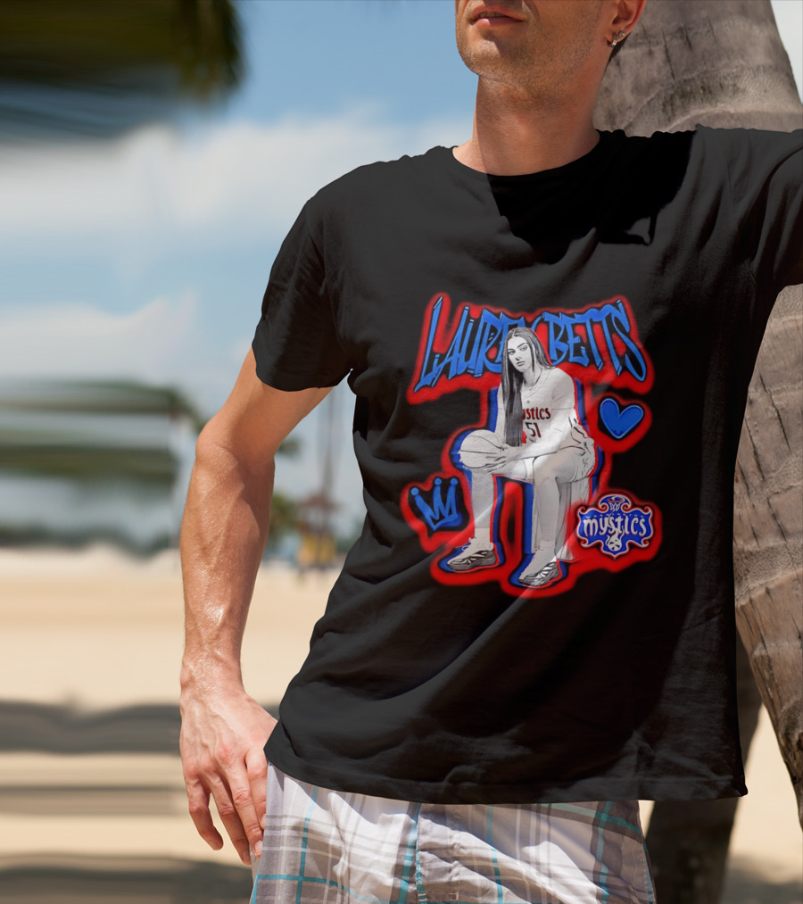 Lauren Betts Washington Mystics Basketball No. 51 Mystics Logo And Heart T-Shirt