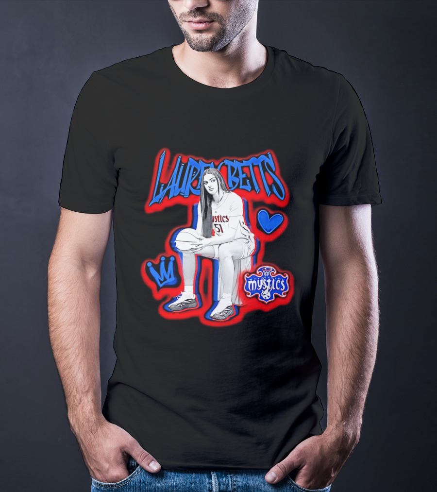 Lauren Betts Washington Mystics Basketball No. 51 Mystics Logo And Heart T-Shirt