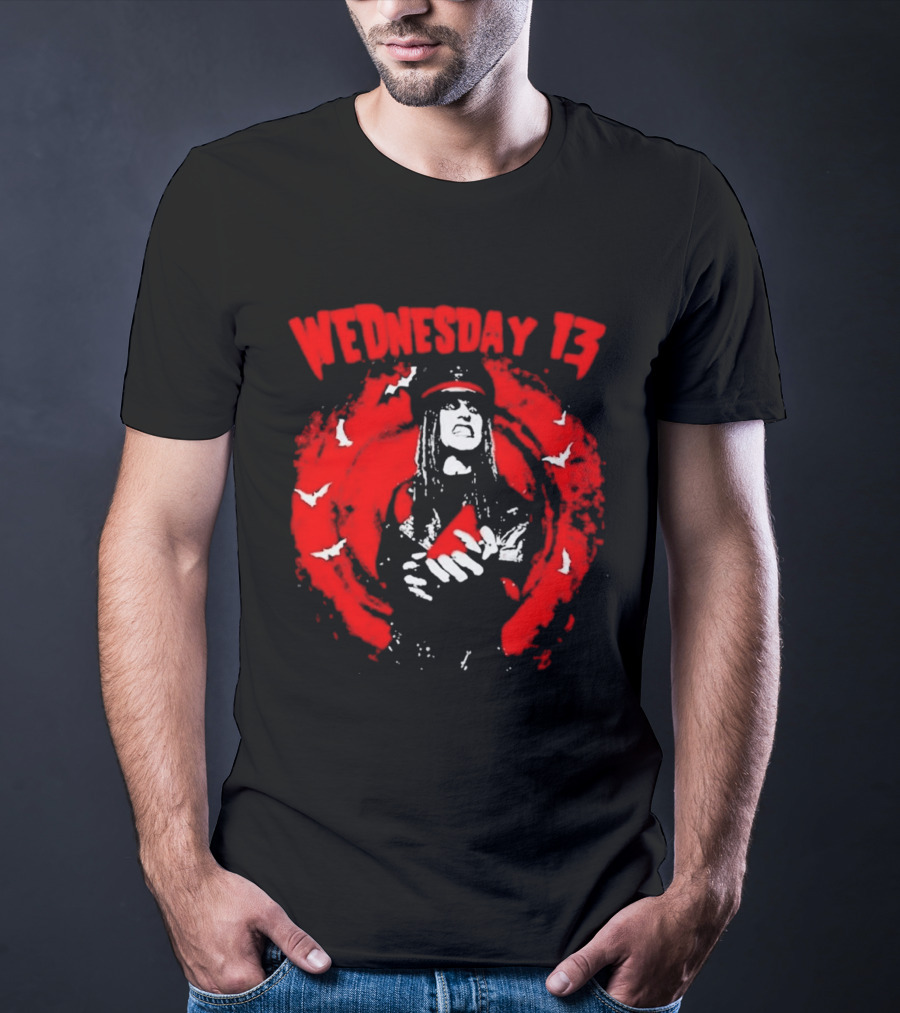 Wednesday 13 Devil Made Me Do It Horror Gothic Bats T-Shirt