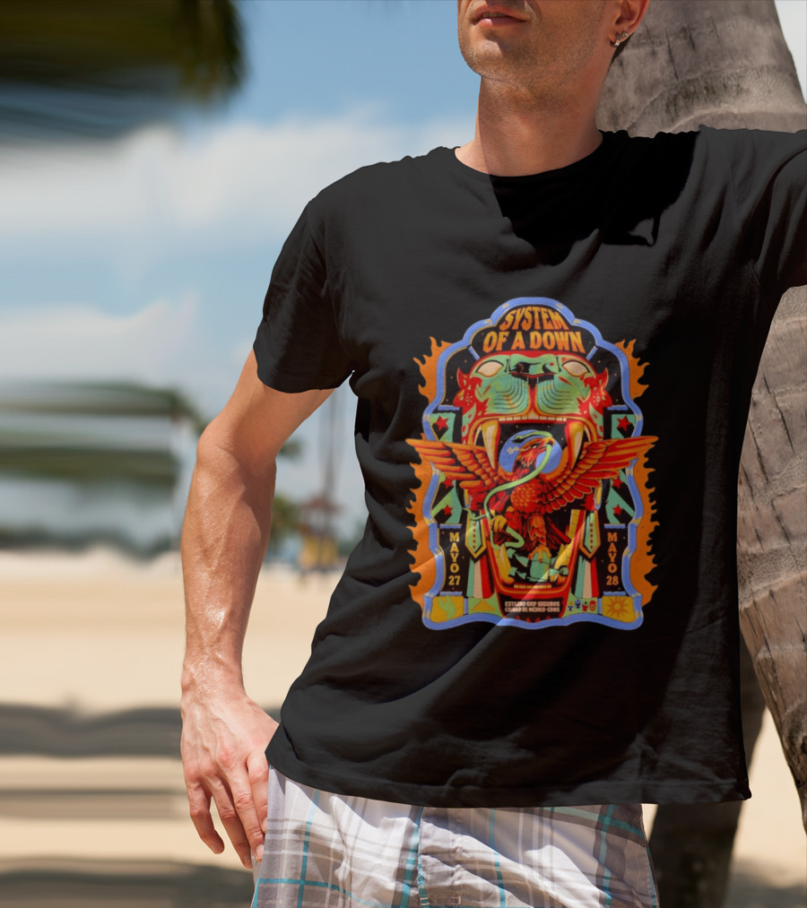 System Of A Down Estadio GNP Seguros Ciudad De Mexico May 27 28 2026 Eagle And Jaguar T-Shirt