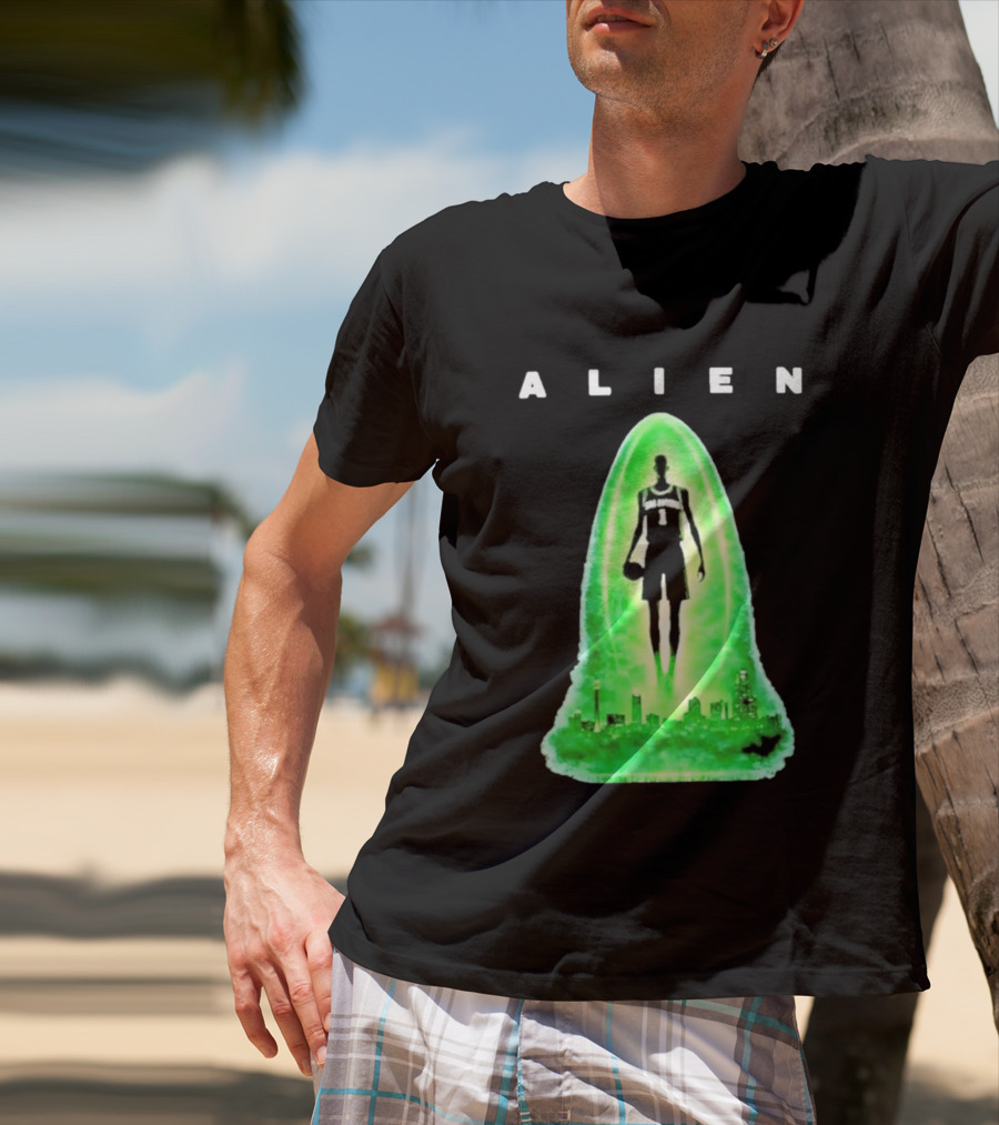 Alien Wemby San Antonio Alien Basketball Cityscape T-Shirt