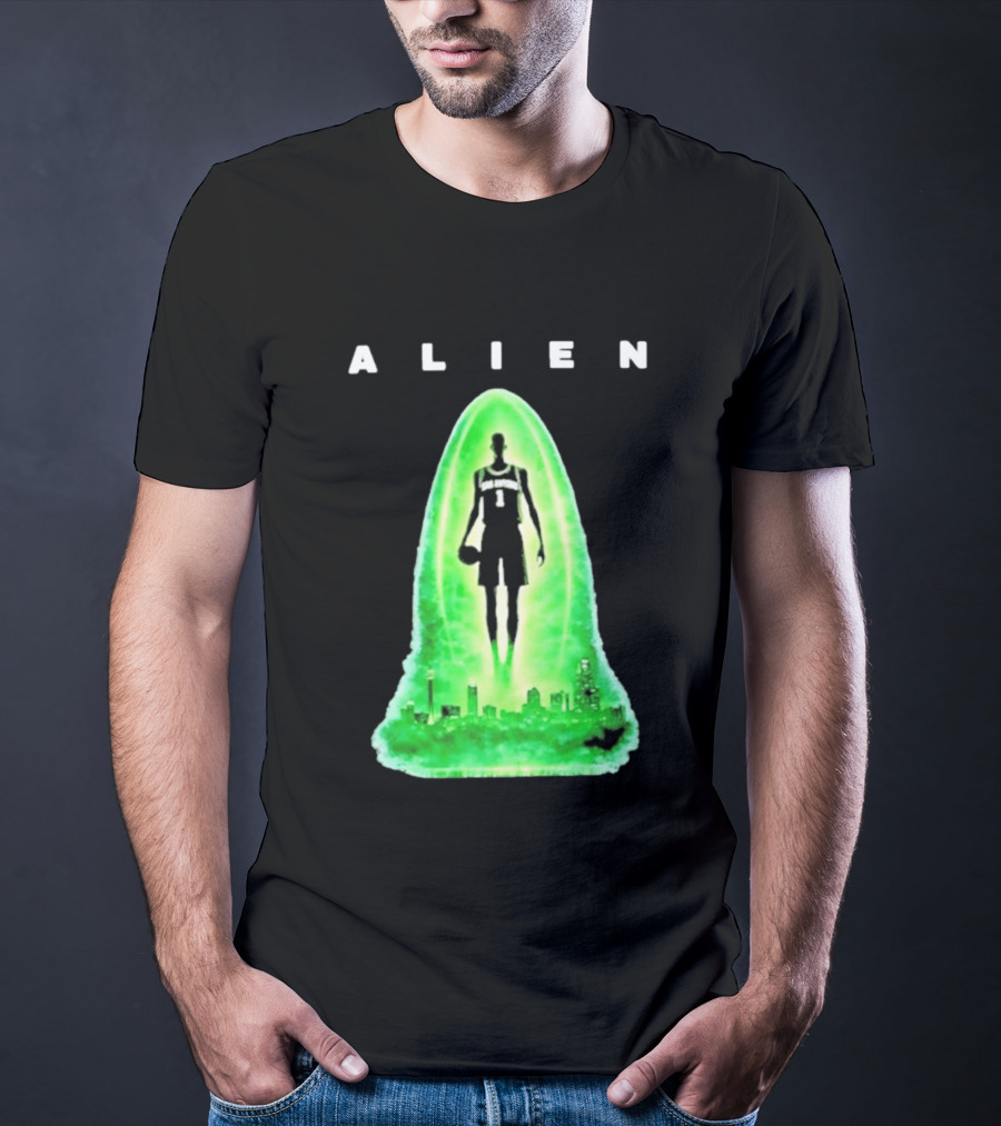 Alien Wemby San Antonio Alien Basketball Cityscape T-Shirt