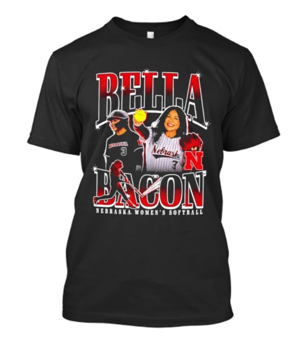 Bella Bacon Nebraska Women's Softball Cornhuskers 90s Bootleg Collage T-Shirt