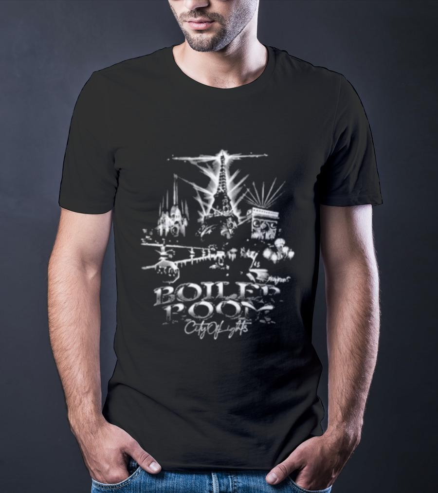 Boiler Room Paris City Of Lights Merci Pour Le Music Eiffel Tower Piano Notes Skyline T-Shirt