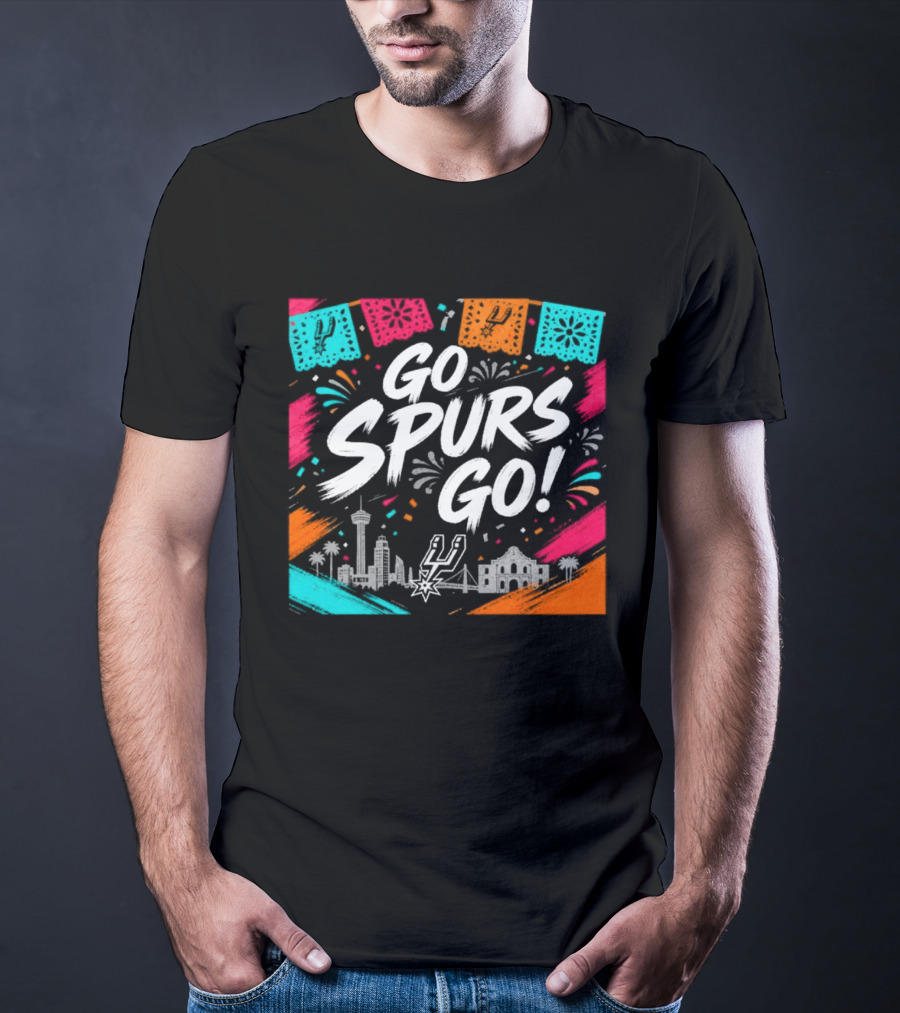Go Spurs Go San Antonio Skyline Fiesta Celebration T-Shirt