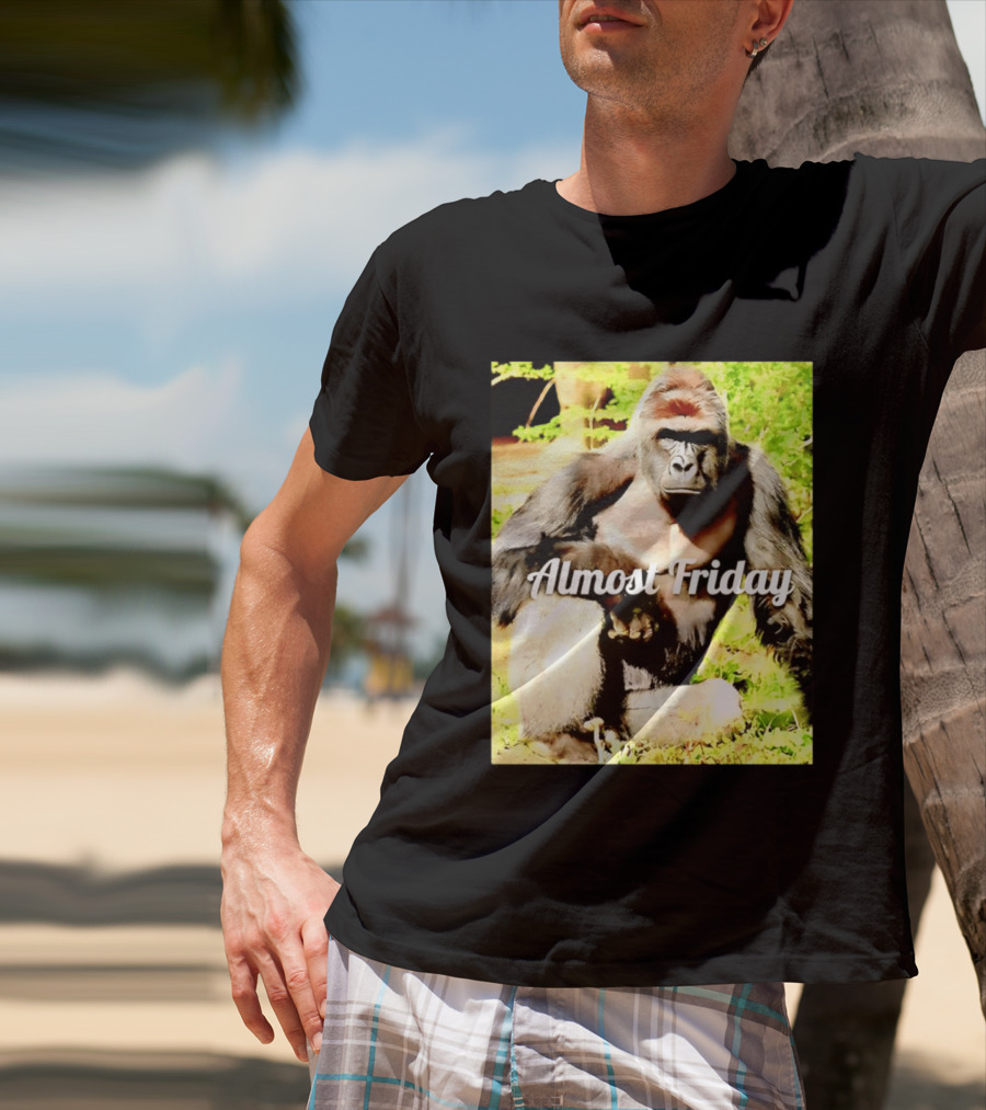 Almost Friday Gorilla Relaxing In Nature T-Shirt
