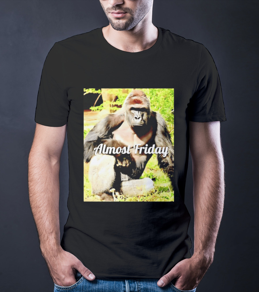 Almost Friday Gorilla Relaxing In Nature T-Shirt