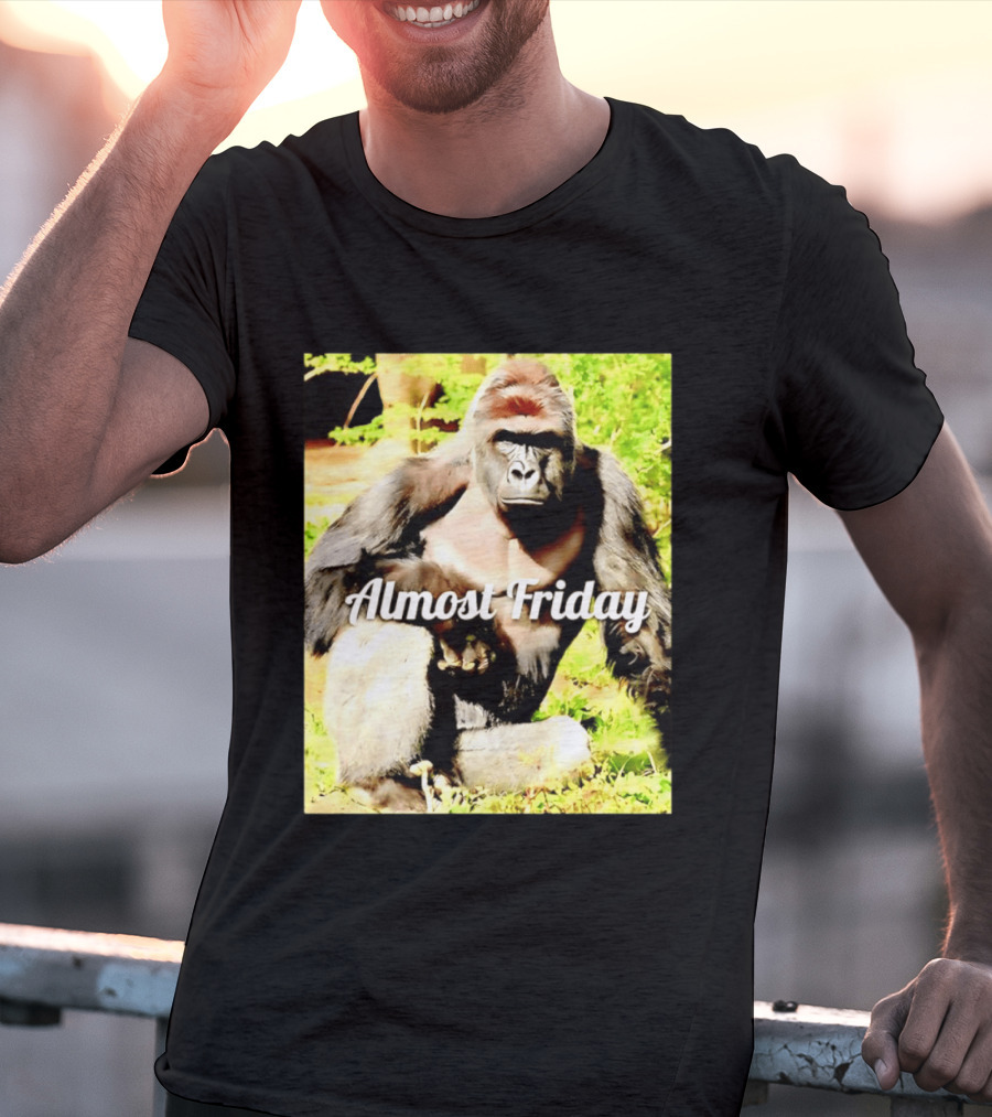 Almost Friday Gorilla Relaxing In Nature T-Shirt