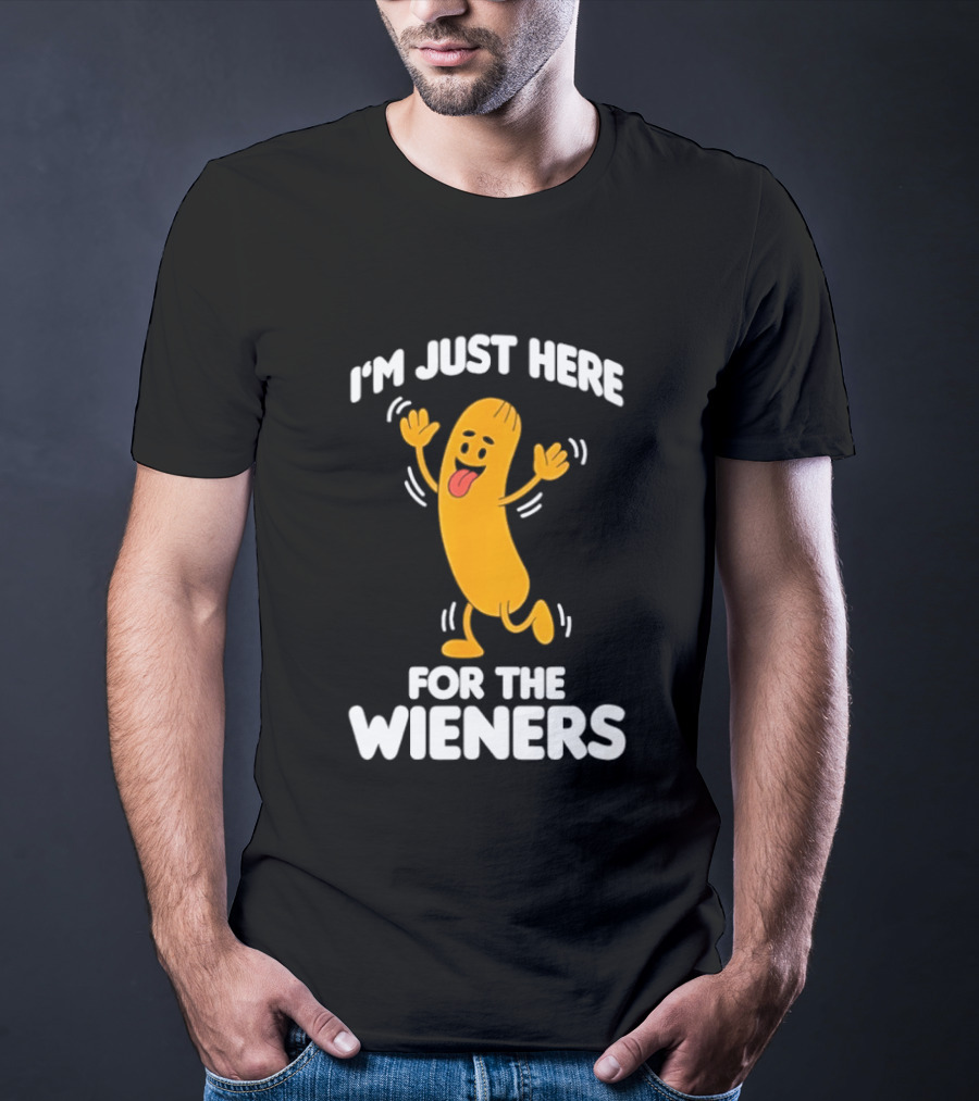 Dancing Hot Dog Sausage Food Party I'm Just Here For The Wieners T-Shirt