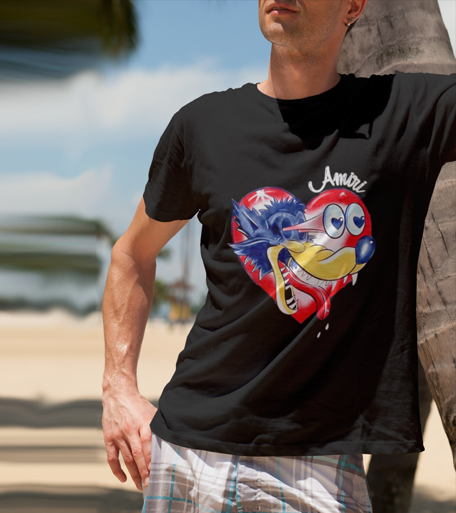 Heart Wolf Amiri Iconic Pop Art Style Fusion T-Shirt