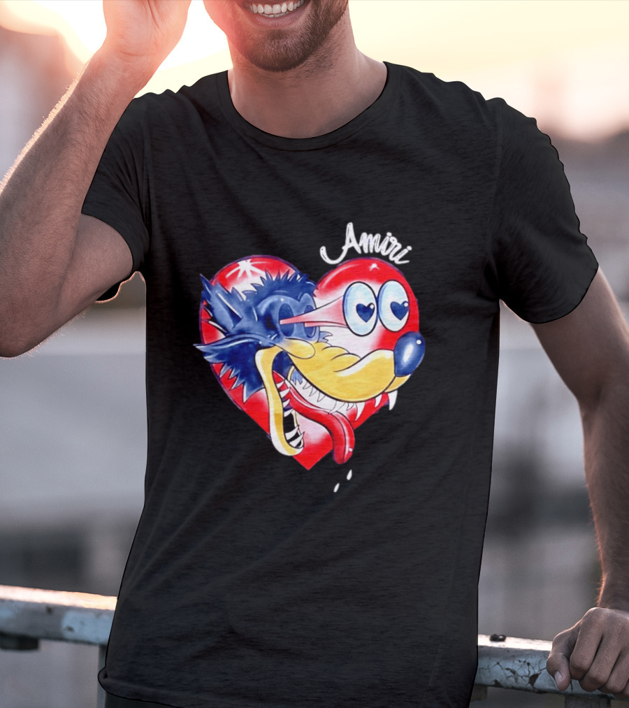 Heart Wolf Amiri Iconic Pop Art Style Fusion T-Shirt