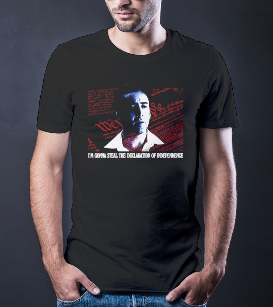 Nicolas Cage I'm Gonna Steal The Declaration Of Independence Face Red White Blue T-Shirt