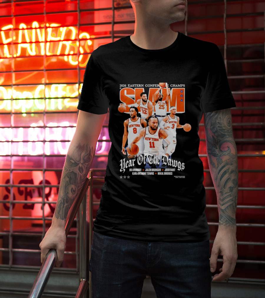 2023 Eastern Conference Champs New York Knicks SLAM Year Of The Dawgs Jalen Brunson Josh Hart Karl Anthony Towns T-Shirt