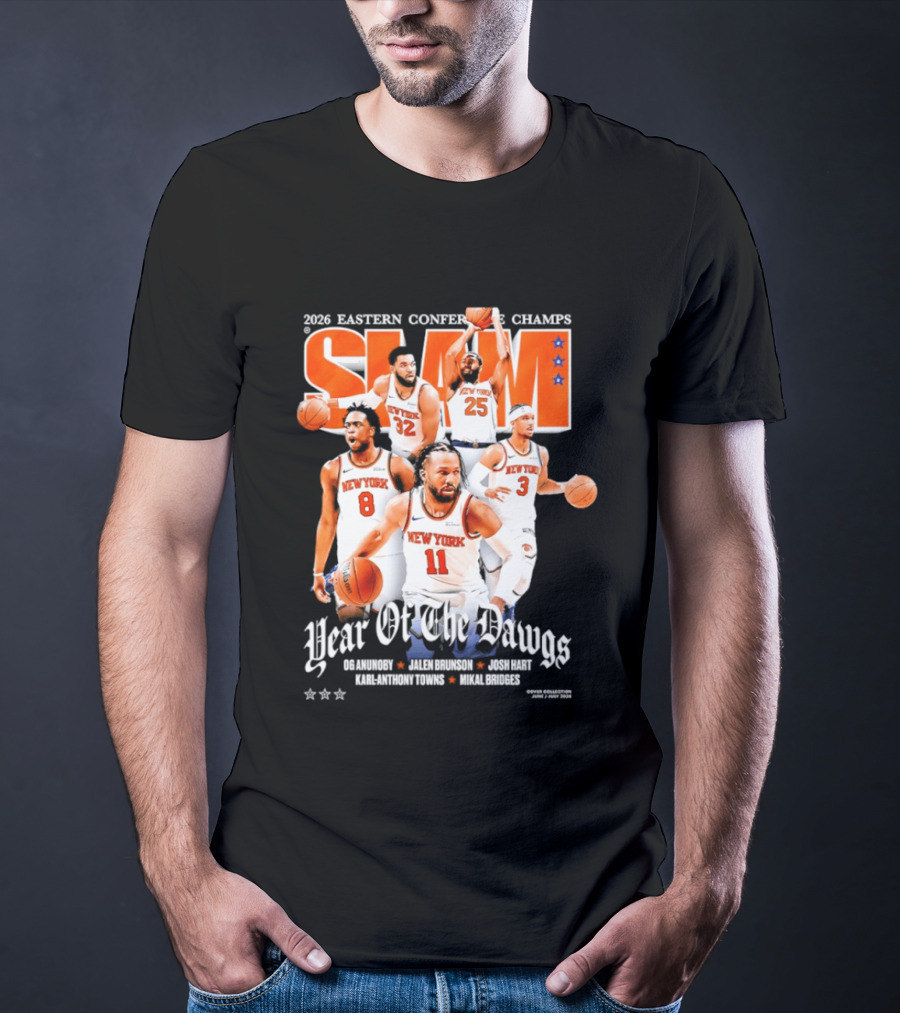 2023 Eastern Conference Champs New York Knicks SLAM Year Of The Dawgs Jalen Brunson Josh Hart Karl Anthony Towns T-Shirt