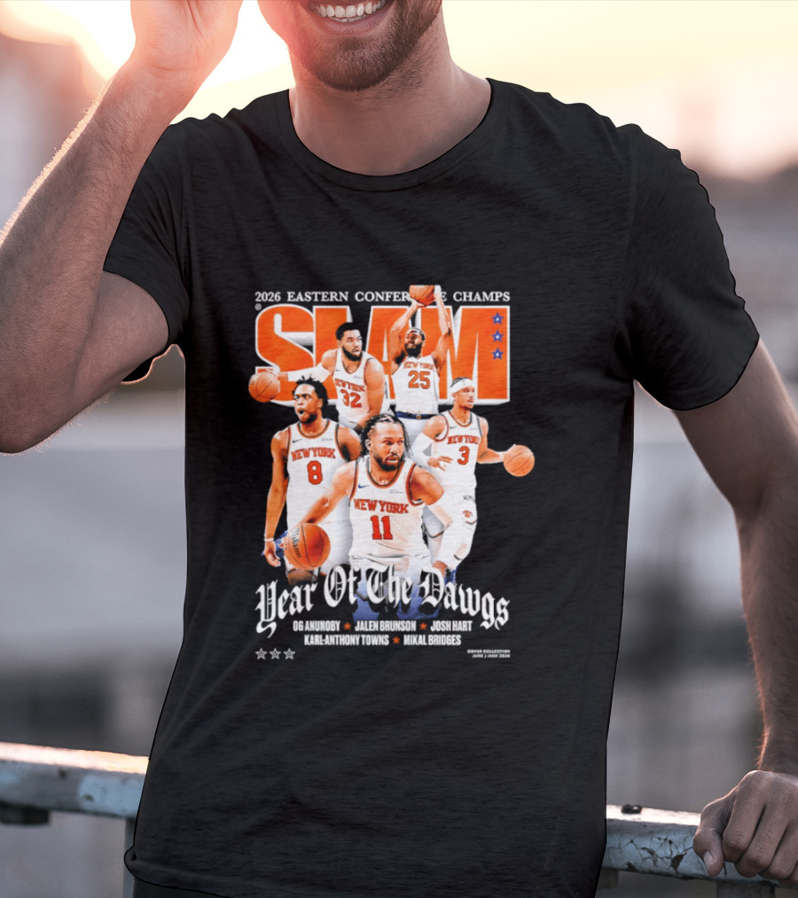 2023 Eastern Conference Champs New York Knicks SLAM Year Of The Dawgs Jalen Brunson Josh Hart Karl Anthony Towns T-Shirt