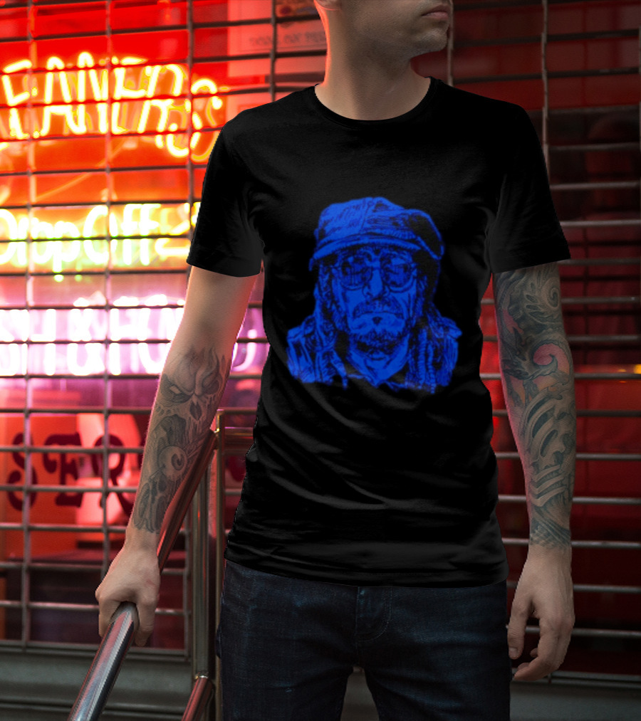 Keith Morris Blue Illustration Iconic Cap And Glasses T-Shirt