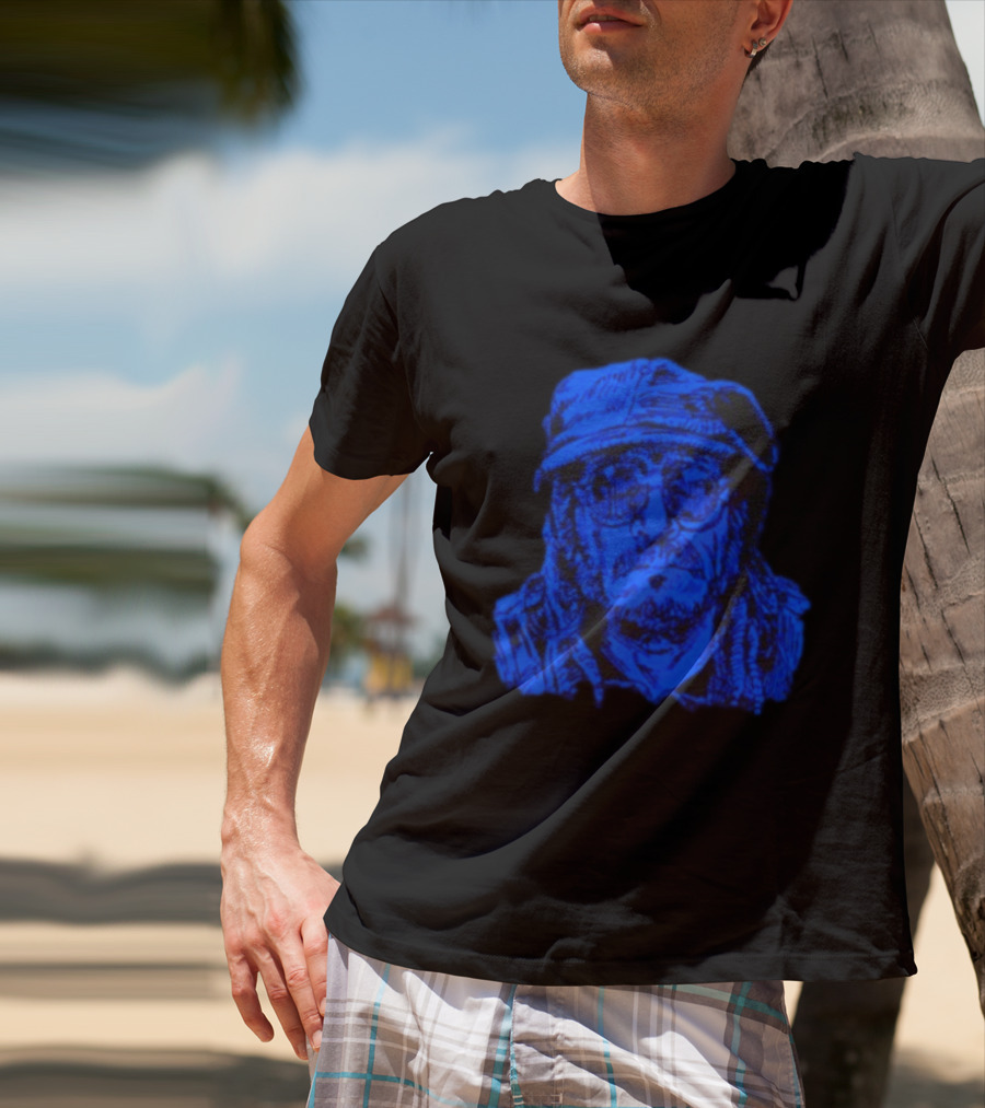 Keith Morris Blue Illustration Iconic Cap And Glasses T-Shirt