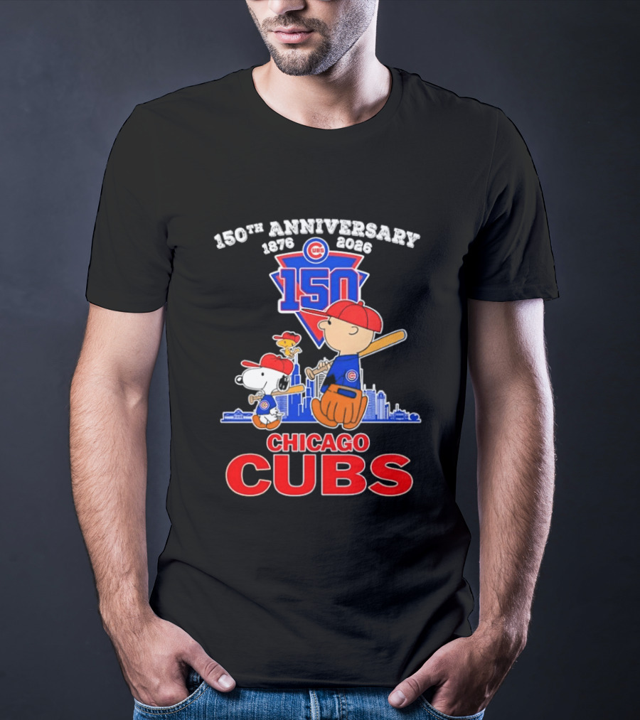 Snoopy Charlie Brown Woodstock Chicago Cubs 150th Anniversary 1876 2026 MLB 150 T-Shirt