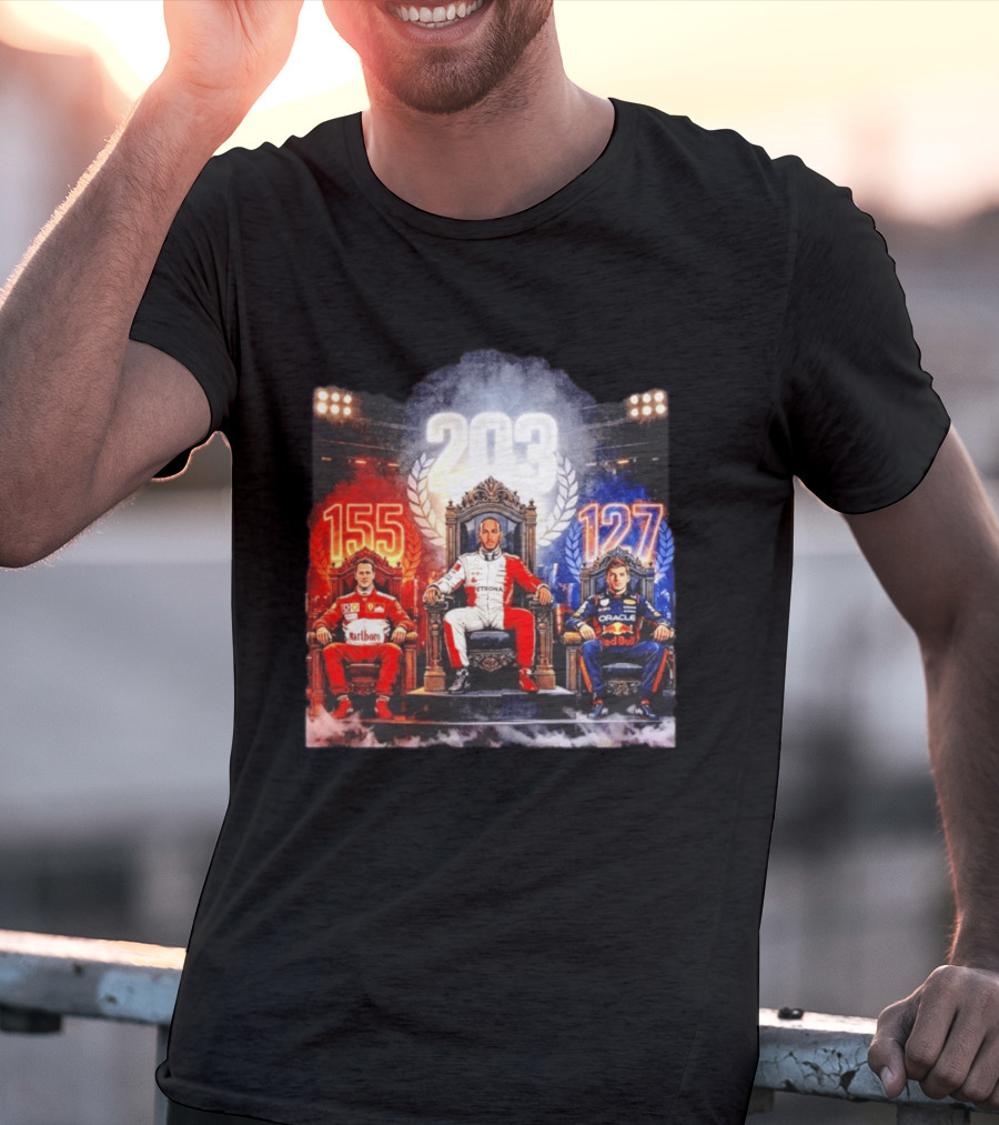 Michael Schumacher Lewis Hamilton Max Verstappen F1 155 203 127 Racing Legends T-Shirt