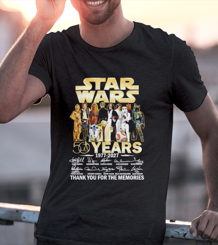 Star Wars 50 Years 1977 2027 Thank You For The Memories With Iconic Signatures T-Shirt
