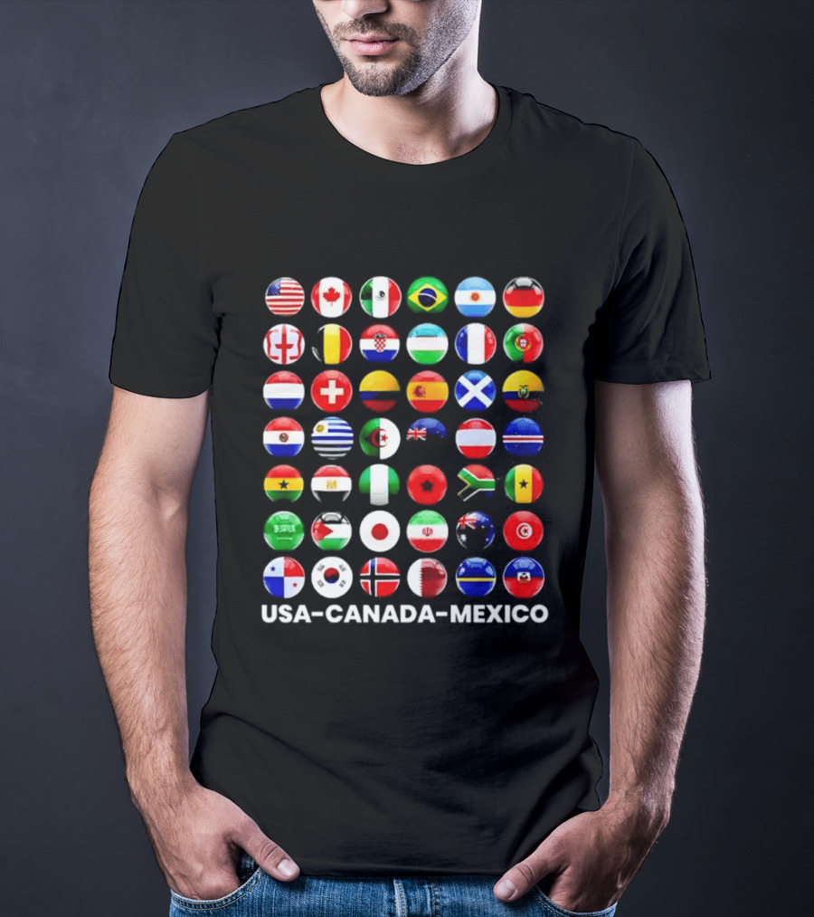 USA Canada Mexico Soccer Tournament All Country Flags United Nations Football Nations T-Shirt