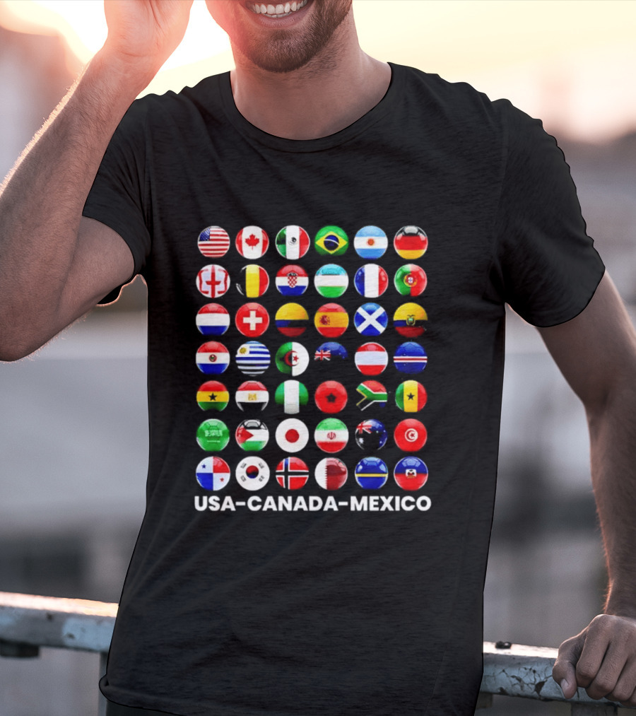 USA Canada Mexico Soccer Tournament All Country Flags United Nations Football Nations T-Shirt