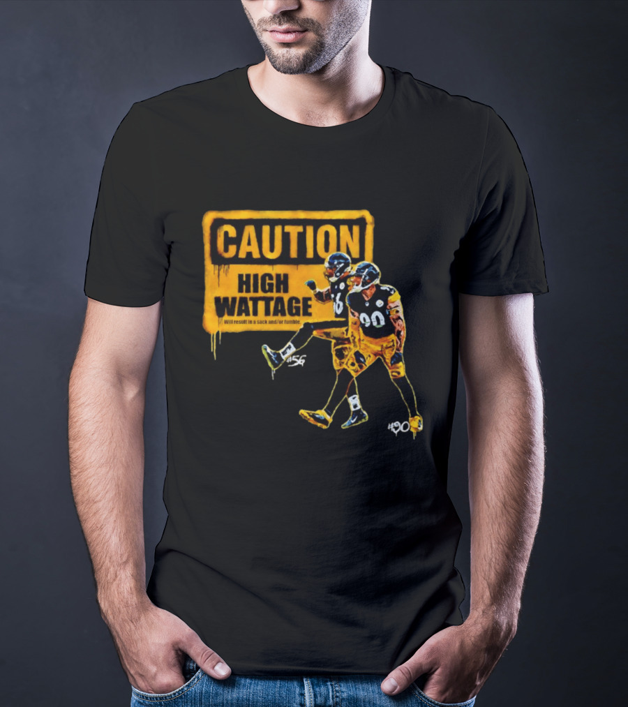 Caution High Wattage Alex Highsmith TJ Watt Pittsburgh Steelers Sack T-Shirt