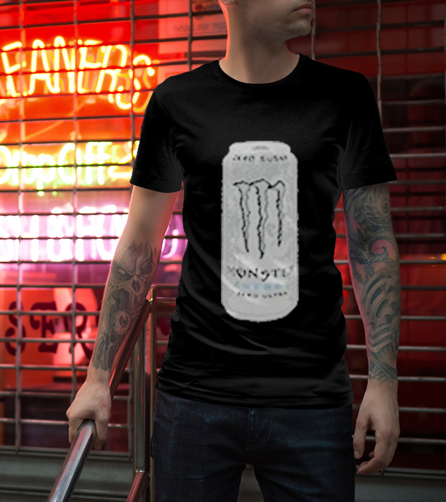Monster Energy Zero Sugar White Can Patch T-Shirt