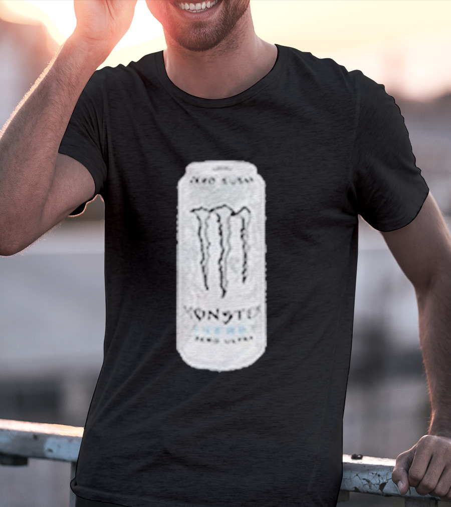 Monster Energy Zero Sugar White Can Patch T-Shirt