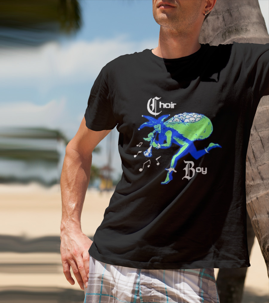 Choir Boy Running Jester With Bag Of Bones And Musical Notes T-Shirt