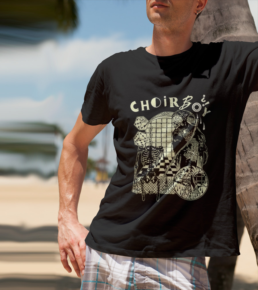 Choir Boy Reaper Skeleton Chessboard T-Shirt