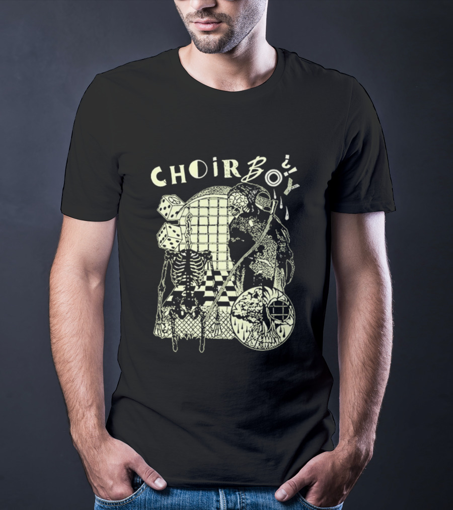 Choir Boy Reaper Skeleton Chessboard T-Shirt