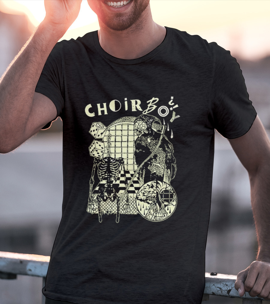 Choir Boy Reaper Skeleton Chessboard T-Shirt