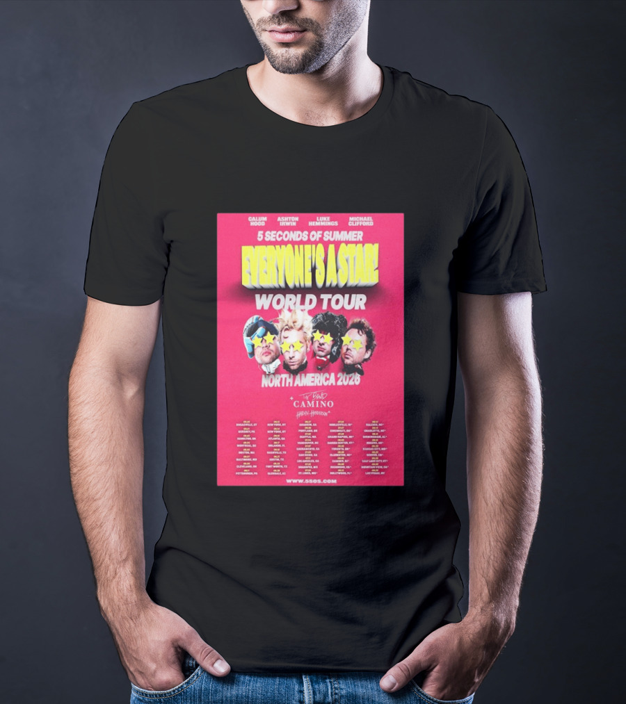 5 Seconds Of Summer Everyone's A Star World Tour North America 2026 Haiden Henderson T-Shirt