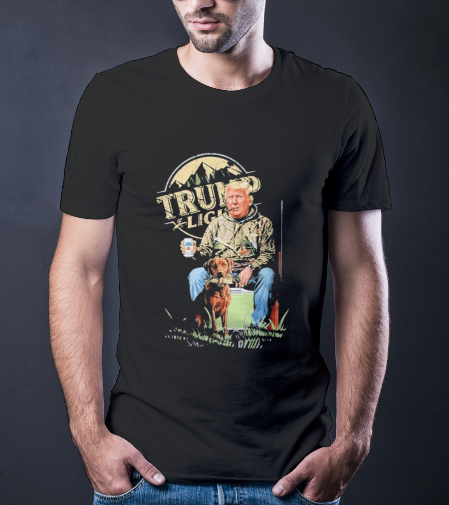 Trump Light Countryside Hunting With Dog And Beer T-Shirt