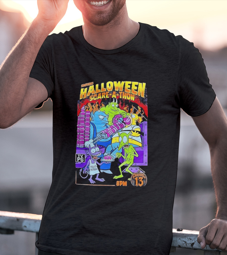 Simpsons Halloween Scare A Thon TV PG 8PM Channel 13 Hell's Kitchen Monsters And Aliens T-Shirt