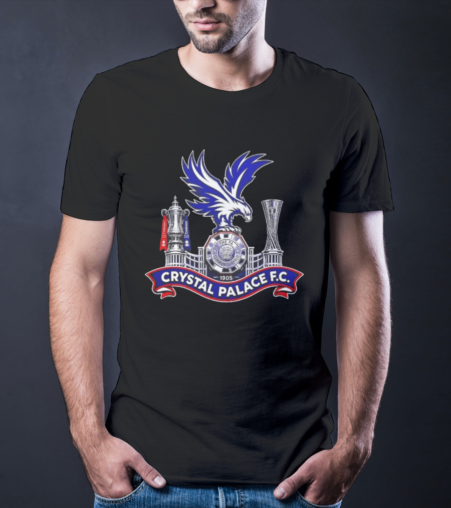 Crystal Palace FC FA Community Shield 1905 Emblem With Trophies And Eagle T-Shirt